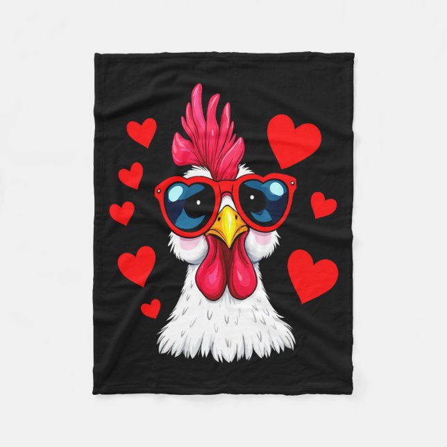 Manta Polar Funny Chicken Valentines Day Heart Chicken Couple  (Anverso)