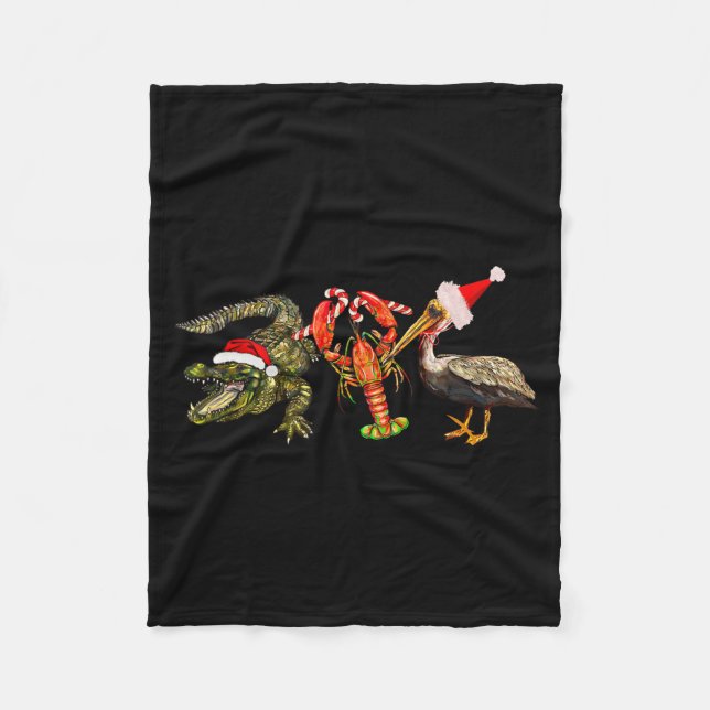 Manta Polar Funny Christmas Alligator Pelican Crawfish Holiday (Anverso)