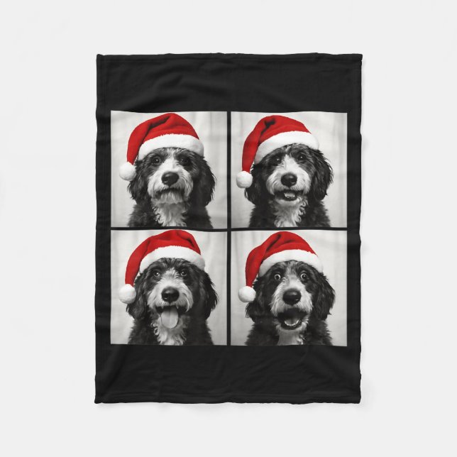 Manta Polar Funny Christmas Bernedoodle Santa Doodle Dog Photo (Anverso)