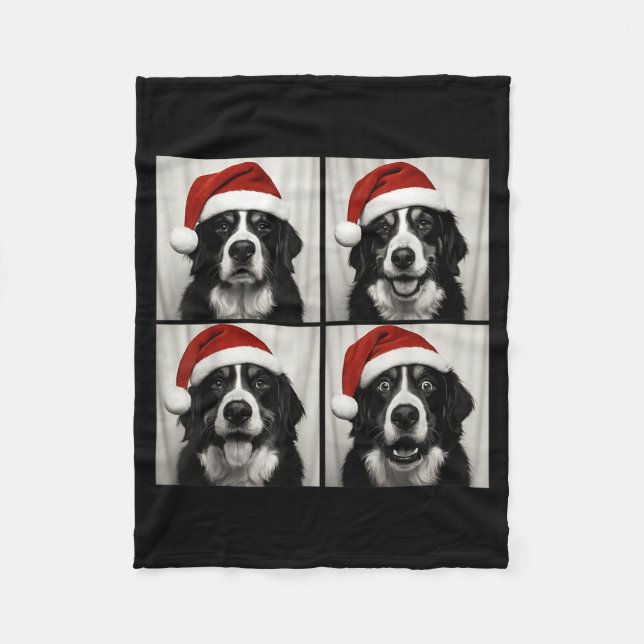 Manta Polar Funny Christmas Bernese Mountain Dog Santa Photo B (Anverso)