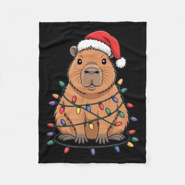 Manta Polar Funny Christmas Capybara Cute Cartoon Desing  (Anverso)