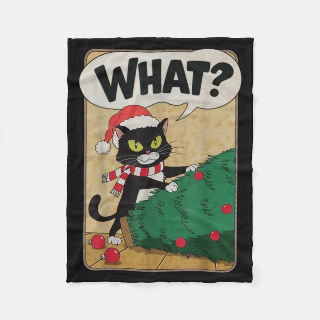 Manta Polar Funny Christmas Cat Christmas Tree Meowy Christmas (Anverso)