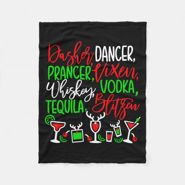 Manta Polar Funny Christmas Dasher Dancer Prancer Vixen Whiske (Anverso)