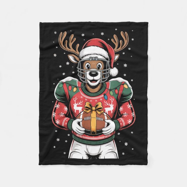 Manta Polar Funny Christmas Football Reindeer  (Anverso)