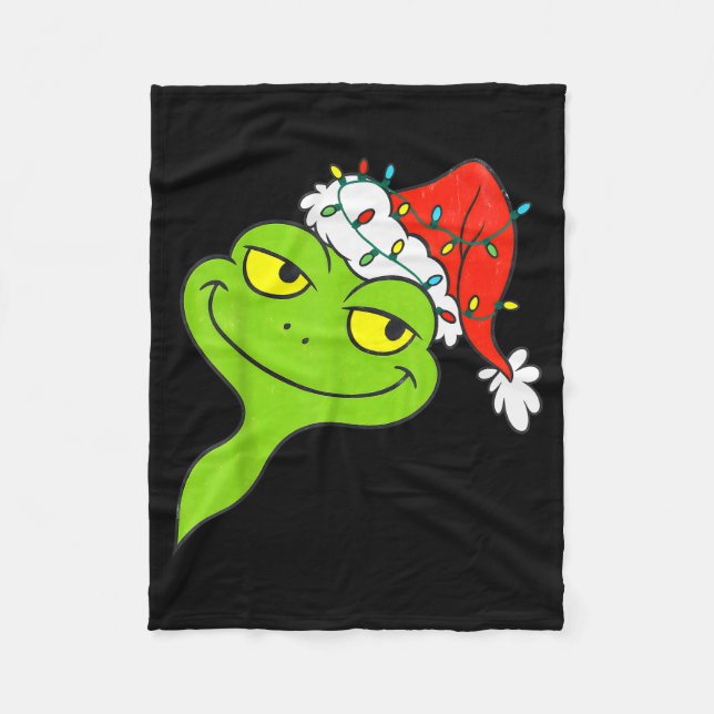 Manta Polar Funny Christmas Frog Wearing Santa Hat And Lights  (Anverso)