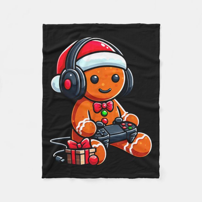 Manta Polar Funny Christmas Gamer Gingerbread Xmas Gaming Men  (Anverso)