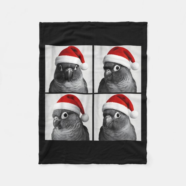 Manta Polar Funny Christmas Green Cheek Conure Santa Photo Boo (Anverso)