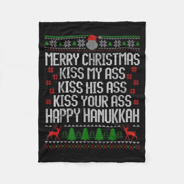 Manta Polar Funny Christmas Kiss My Happy Hanukkah Humor  (Anverso)