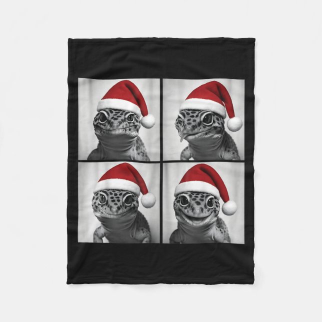Manta Polar Funny Christmas Leopard Gecko Santa Photo Booth  (Anverso)