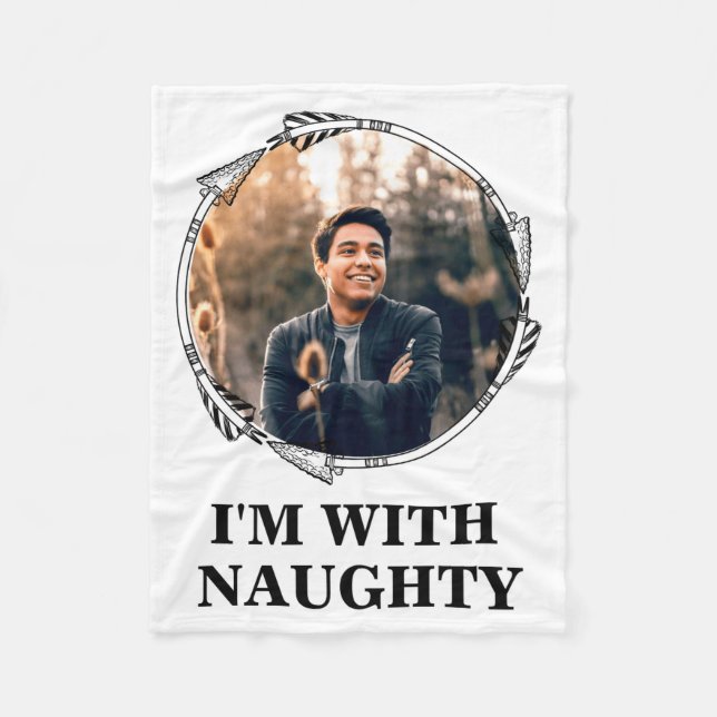 Manta Polar Funny Christmas Matching Couple Naughty Nice Photo (Anverso)