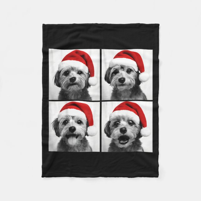 Manta Polar Funny Christmas Morkie Santa Dog Lover Photo Booth (Anverso)
