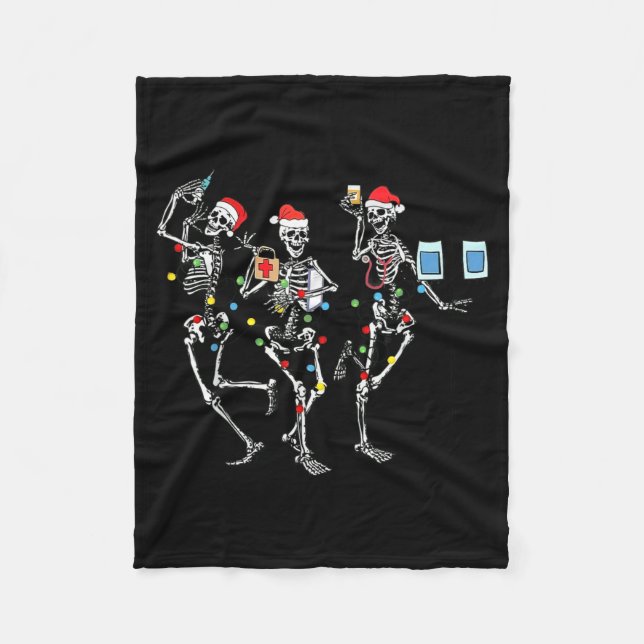 Manta Polar Funny Christmas Nurse Skeleton Nurse Dance Stethos (Anverso)