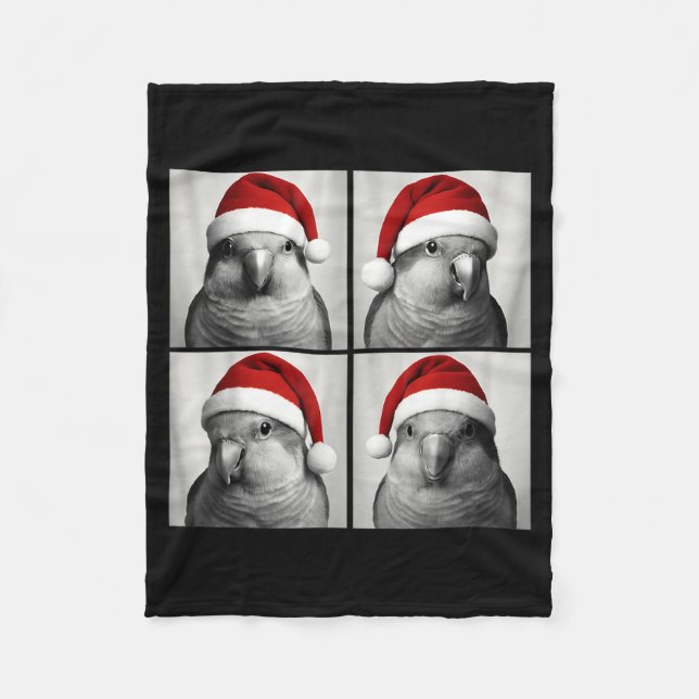 Manta Polar Funny Christmas Quaker Parrot Santa Photo Booth  (Anverso)
