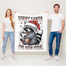 Funny Christmas Raccoon Fleece Blalnket
