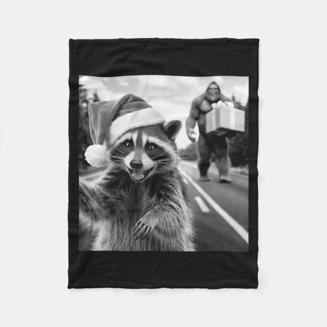 Manta Polar Funny Christmas Raccoon Shirt Raccoon Selfie With  (Anverso)