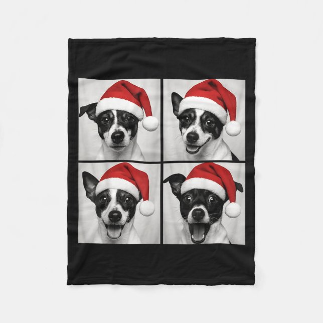 Manta Polar Funny Christmas Rat Terrier Santa Dog Lover Photo  (Anverso)