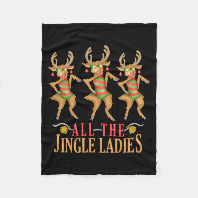 Manta Polar Funny Christmas Reindeer All The Jingle Ladies  (Anverso)