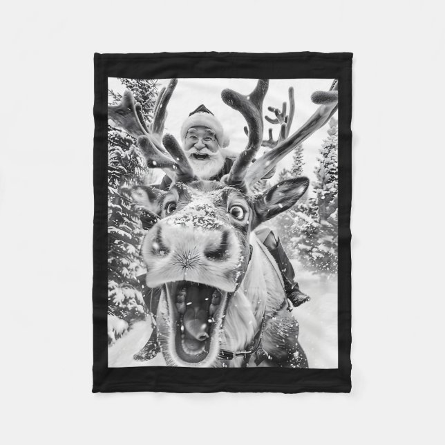 Manta Polar Funny Christmas Reindeer Selfie Santa Claus Xmas S (Anverso)