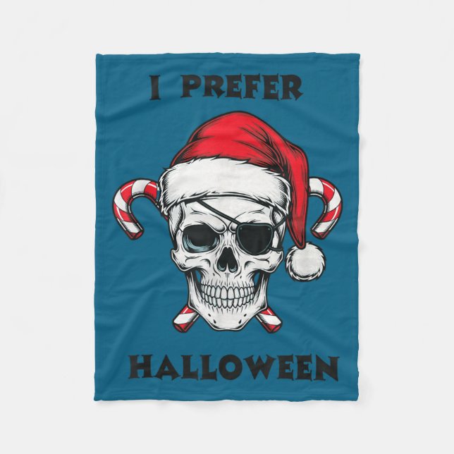 Manta Polar Funny Christmas Skeleton I Prefer Halloween  (Anverso)