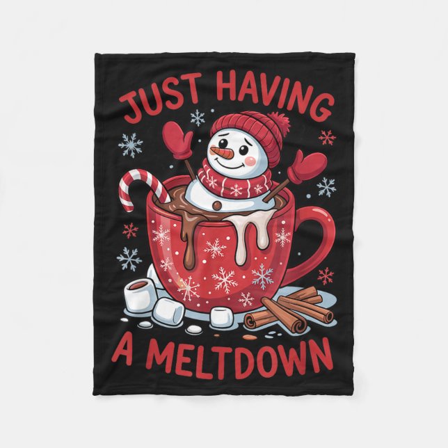 Manta Polar Funny Christmas Snowman Hot Chocolate Just Having  (Anverso)