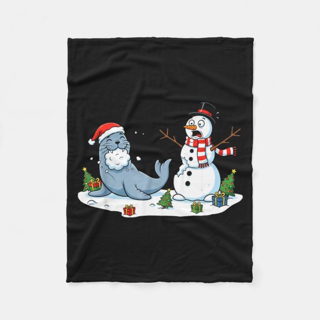 Manta Polar Funny Christmas Snowman Sea Lion Xmas Mens Womens  (Anverso)