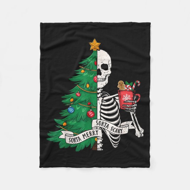 Manta Polar Funny Christmas Sorta Merry Sorta Y Skeleton Xmas  (Anverso)