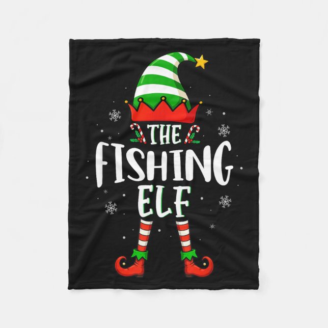Manta Polar Funny Christmas The Fishing Elf Family Matching Xm (Anverso)
