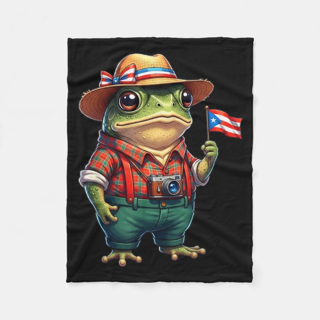 Manta Polar Funny Coqui Frog Puerto Rico Flag Taino Boricua Hi (Anverso)