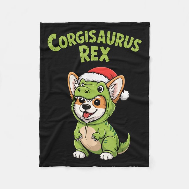 Manta Polar Funny Corgi Dog T-rex Costume Christmas Kids Boys  (Anverso)