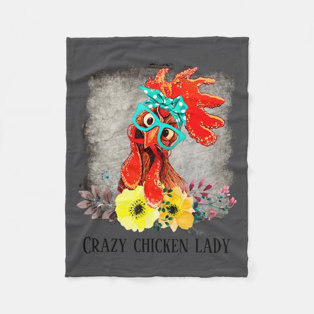 Manta Polar Funny Crazy Chicken Lady Word Art  (Anverso)