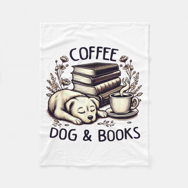Manta Polar Funny Cute Coffee Dog Books Lover Women Men Kids  (Anverso)