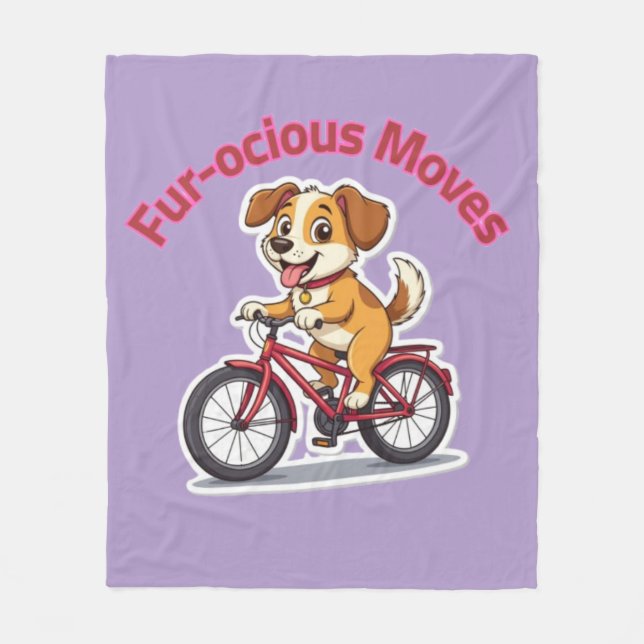 Manta Polar **Funny Cycling Dog – Cute Dog Riding a Bicycle Il (Anverso)