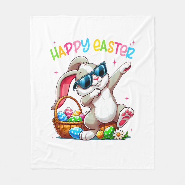 Manta Polar Funny Dabbing Bunny Easter Happy Easter for Boys G (Anverso)