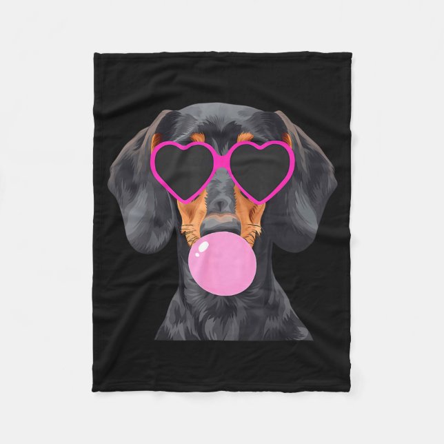 Manta Polar Funny Dachshund Wearing Gles And Blowing Nk Bubble (Anverso)