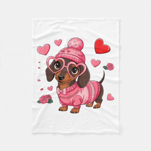 Manta Polar Funny Dog Dachshund Valentines Heart Dog Lover Men (Anverso)