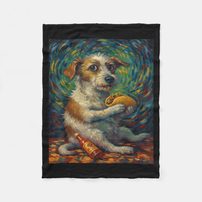 Manta Polar Funny Dog Eating Taco Graphic Art Design  (Anverso)