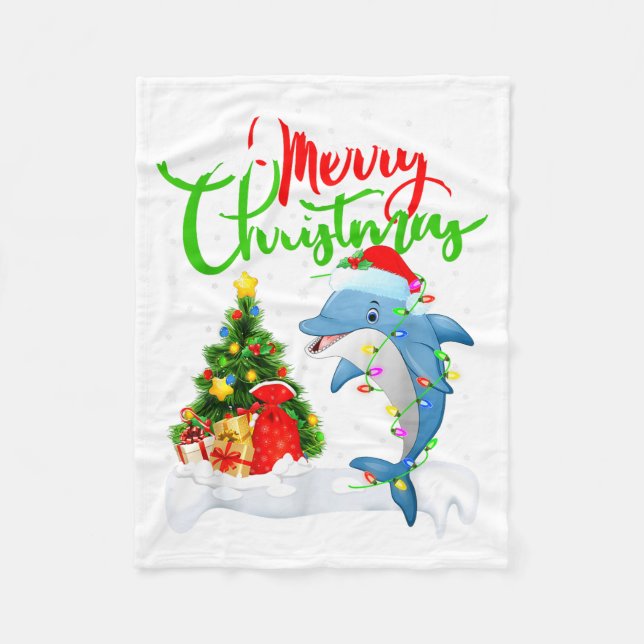 Manta Polar Funny Dolphin Fish Lover Xmas Lighting Dolphin Chr (Anverso)