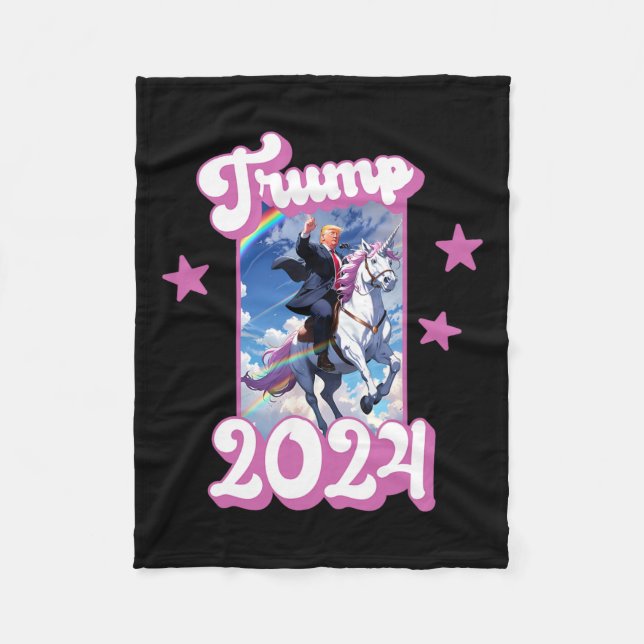 Manta Polar Funny Donald Trump Montando Un Unicornio. Trump ro (Anverso)