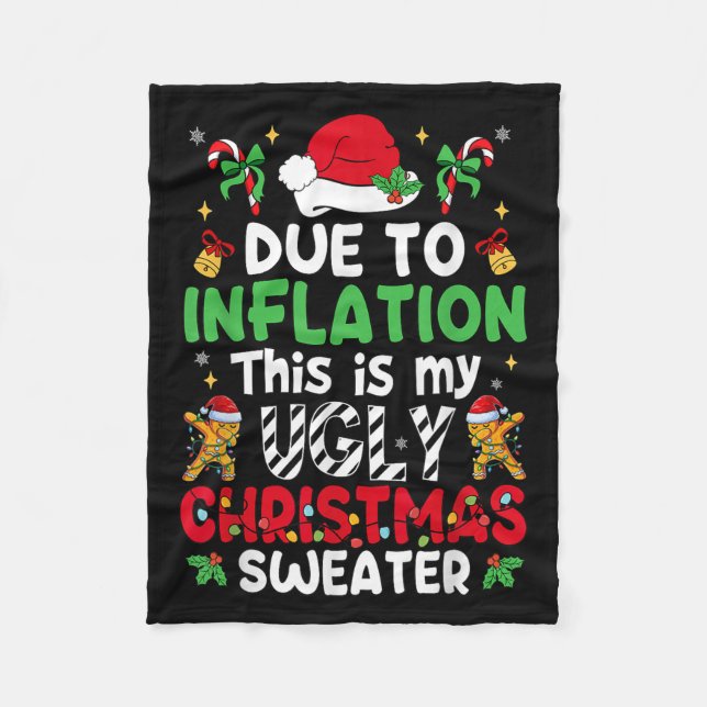 Manta Polar Funny Due To Inflation Ugly Christmas Sweaters Men (Anverso)