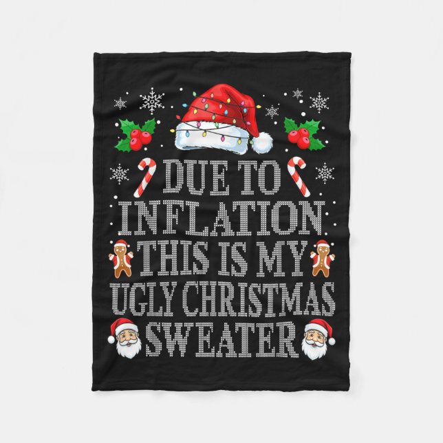 Manta Polar Funny Due To Inflation Ugly Christmas Sweaters Men (Anverso)