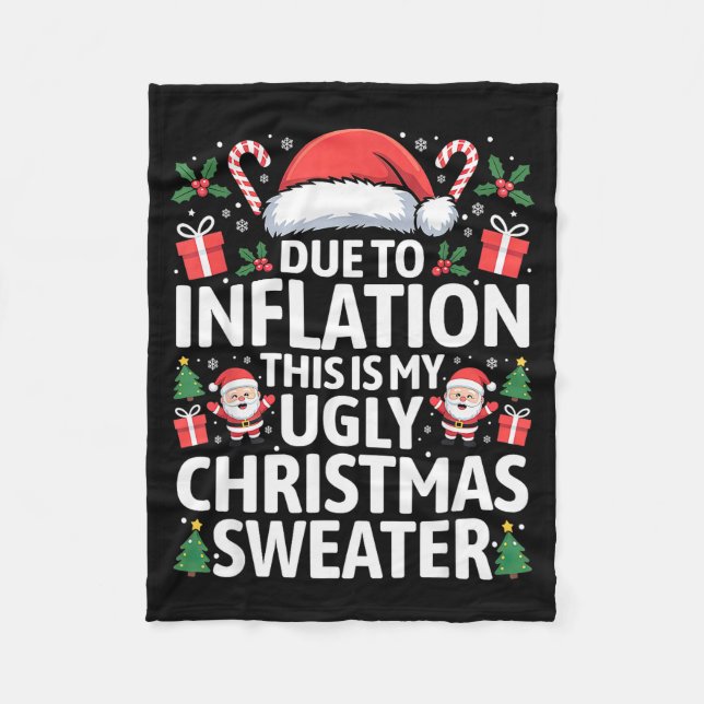 Manta Polar Funny Due To Inflation Ugly Christmas Sweaters Men (Anverso)