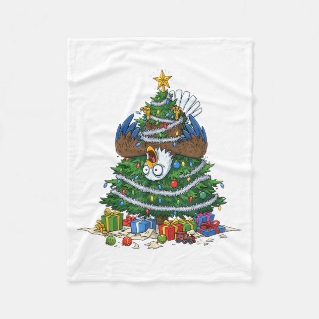 Manta Polar Funny Eagle Christmas Tree Lights Kids Mens Womens (Anverso)