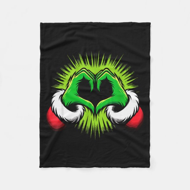 Manta Polar Funny Elf Heart Hands Love Christmas  (Anverso)