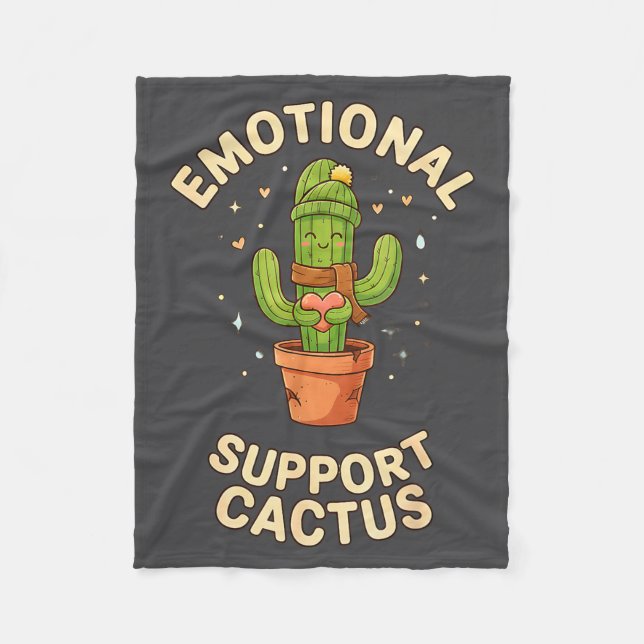Manta Polar Funny Emotional Suprt Cactus Kawaii Succulent Plan (Anverso)