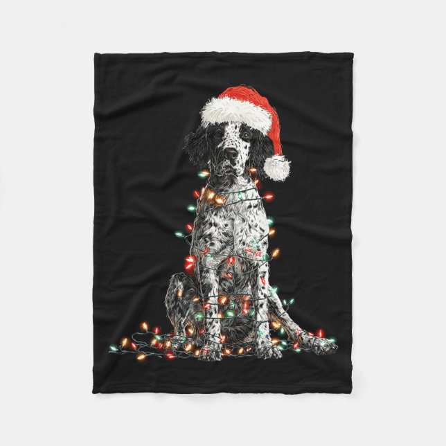 Manta Polar Funny English Setter Christmas Graphics Dog Lights (Anverso)