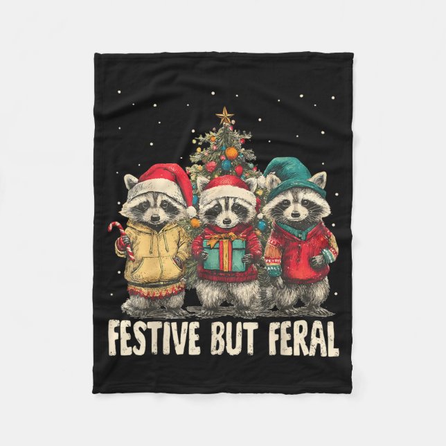 Manta Polar Funny Feral But Festive Christmas Raccoons Xmas Ho (Anverso)