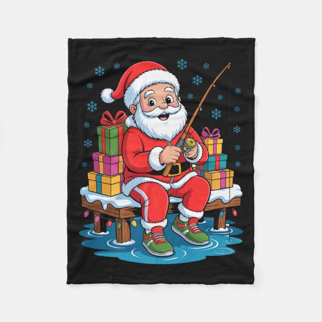 Manta Polar Funny Fisherman Santa Fishing Lovers Christmas Xma (Anverso)