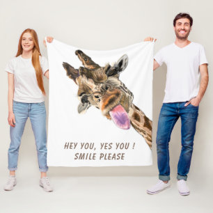 Manta Polar Funny Fleece Blanket con una juguetona jirafa - So