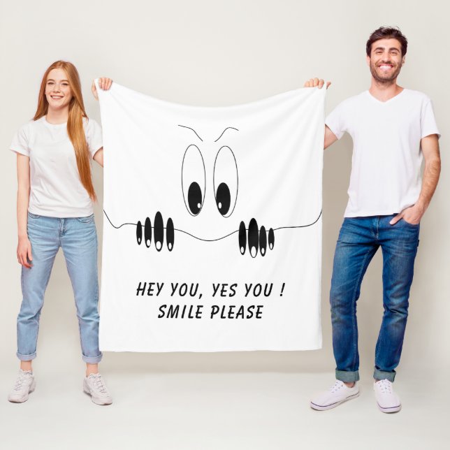 Manta Polar Funny Fleece Blanket Playous Curiosity Oyes Smile (In situ)