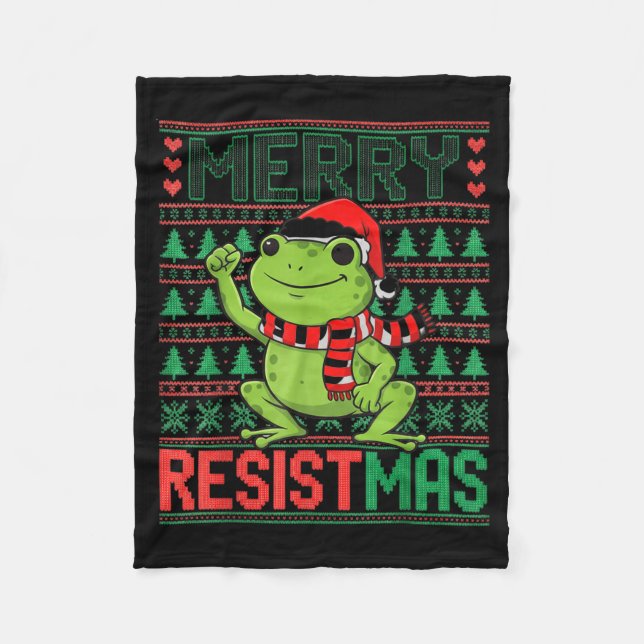 Manta Polar Funny Frog Retro Merry Resistmas Litical Ugly Chri (Anverso)
